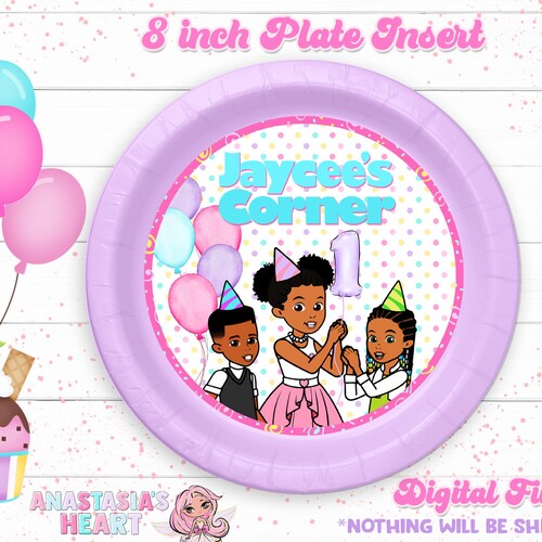 Anniversaire de Gracie's Corner, Insert d'assiette pour chargeur Gracie's Corner, Insert d'assiette en coin Gracie's, Gracie's Corner Party, Gracie's Corner