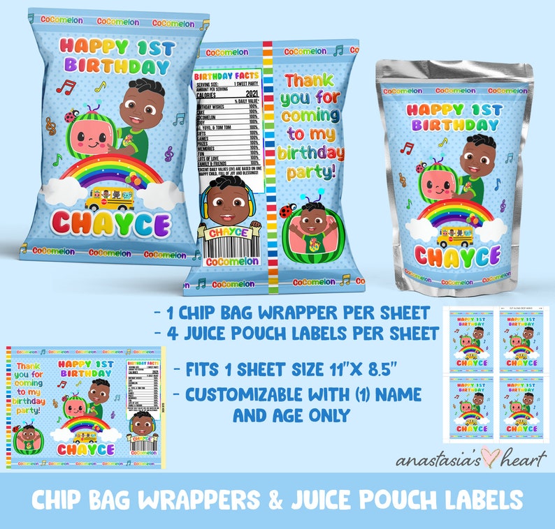 PRINTABLE Cody Cocomelon Mini-bundle Cocomelon Chip Bag | Etsy New Zealand