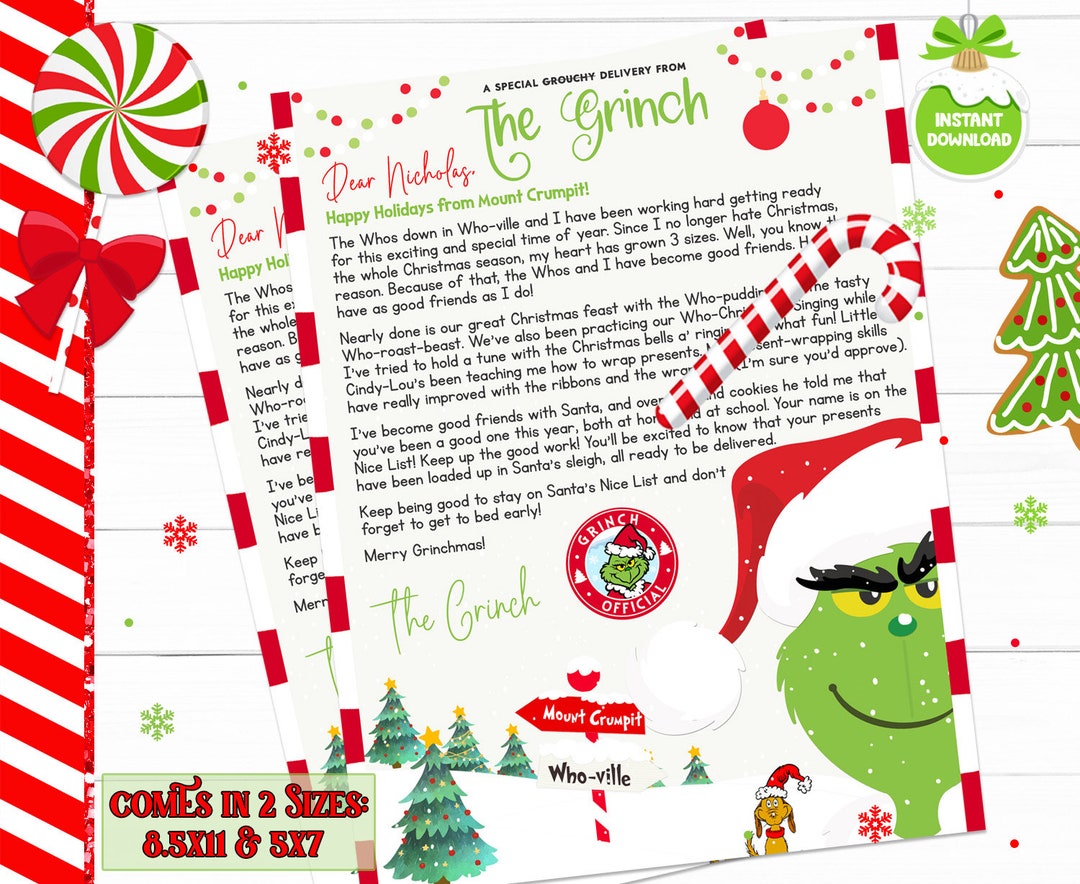 EDITABLE Letter From Grinch Christmas Letter Official Letter Etsy EDITABLE Letter From Grinch Christmas Letter Official Letter Etsy