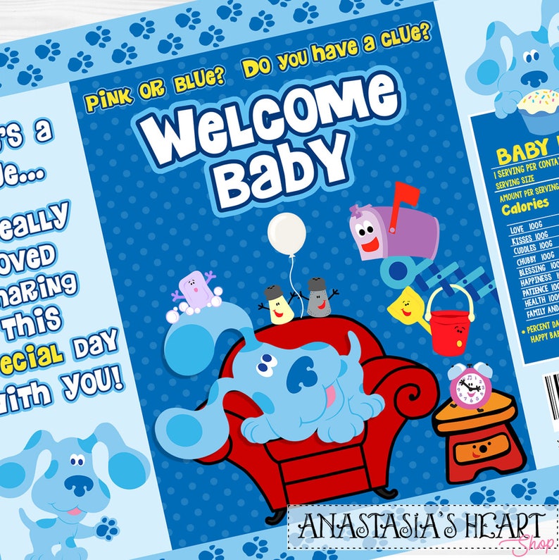 GENDER REVEAL Blue's Clues Chip Bags Blue & Magenta Chip Etsy