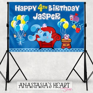 Blue's Clues Birthday Banner, Blue's Clues Party Banner, Blue's Clues Banner, Birthday Banner, Vinyl Backdrop, Blue's Clues Party zdjęcie 4