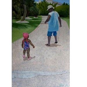 Puerto Rican Art Posters and Limited Edition Prints - "Alcanzando a Papi"