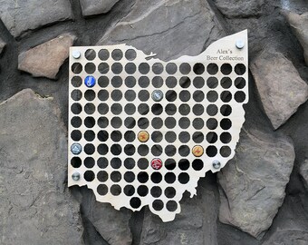 Ohio Beer Cap Map Perfect for Man Caves