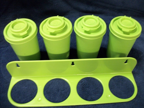 Vintage Tupperware Spice Rack and Containers Avocado Green