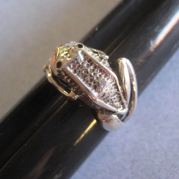 Mexican 925 Sterling Silver Taxco Oxidized FROG Toad Wrapped Around Finger Antiqued Look Ring Sizes