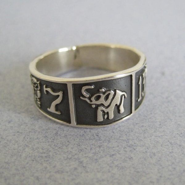 Owl of Good Luck Adjustable Ring in Silver and Opal main image 1