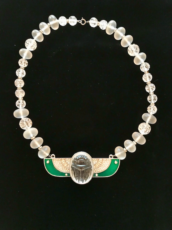Antique Kenneth J Lane Egyptian Scarab Necklace