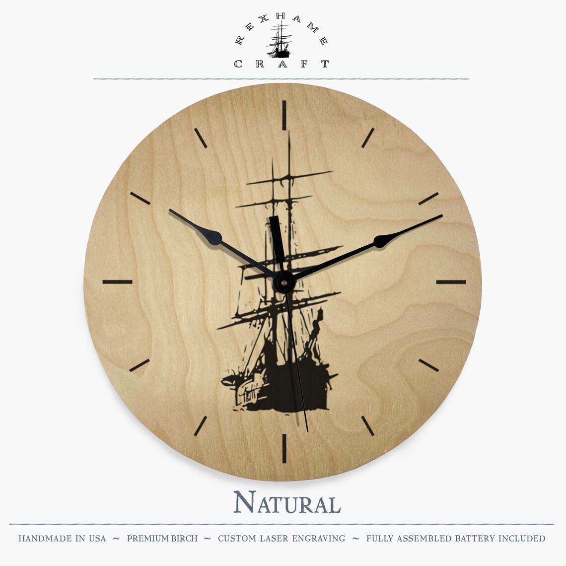 Sail Boat Wood Wall Clock Custom Boat Clock Laser Engraved Etsy