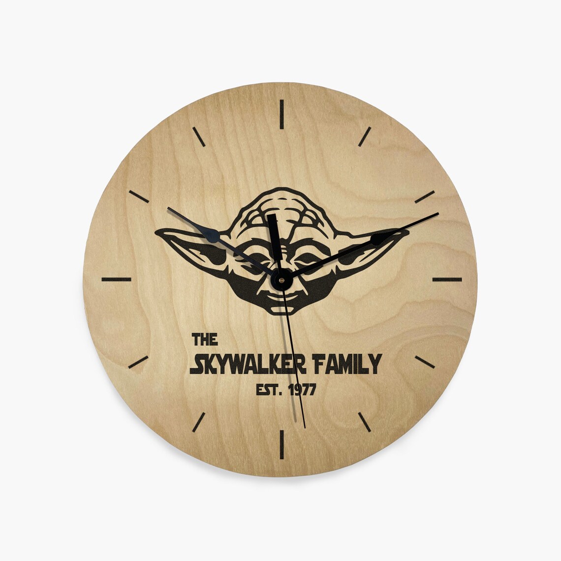 Yoda Wood Wall Clock Custom Jedi Clock Laser Engraved Clock Etsy