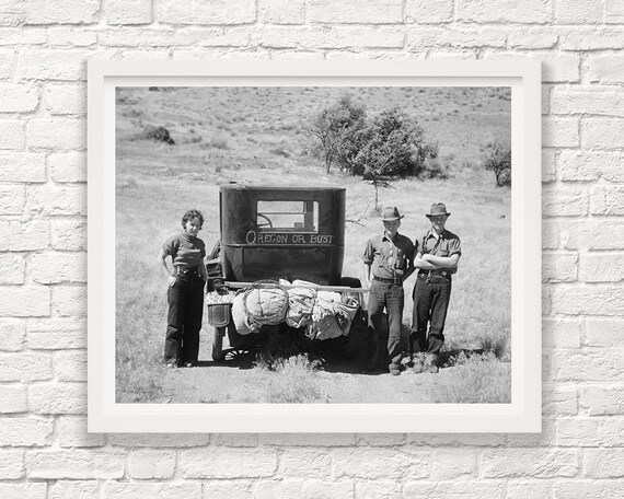 Oregon Or Bust Fsa Photograph 1943 Depression Era Photograph West Coast Oregon Photograph Old Car Photograph Vintage Truck - 