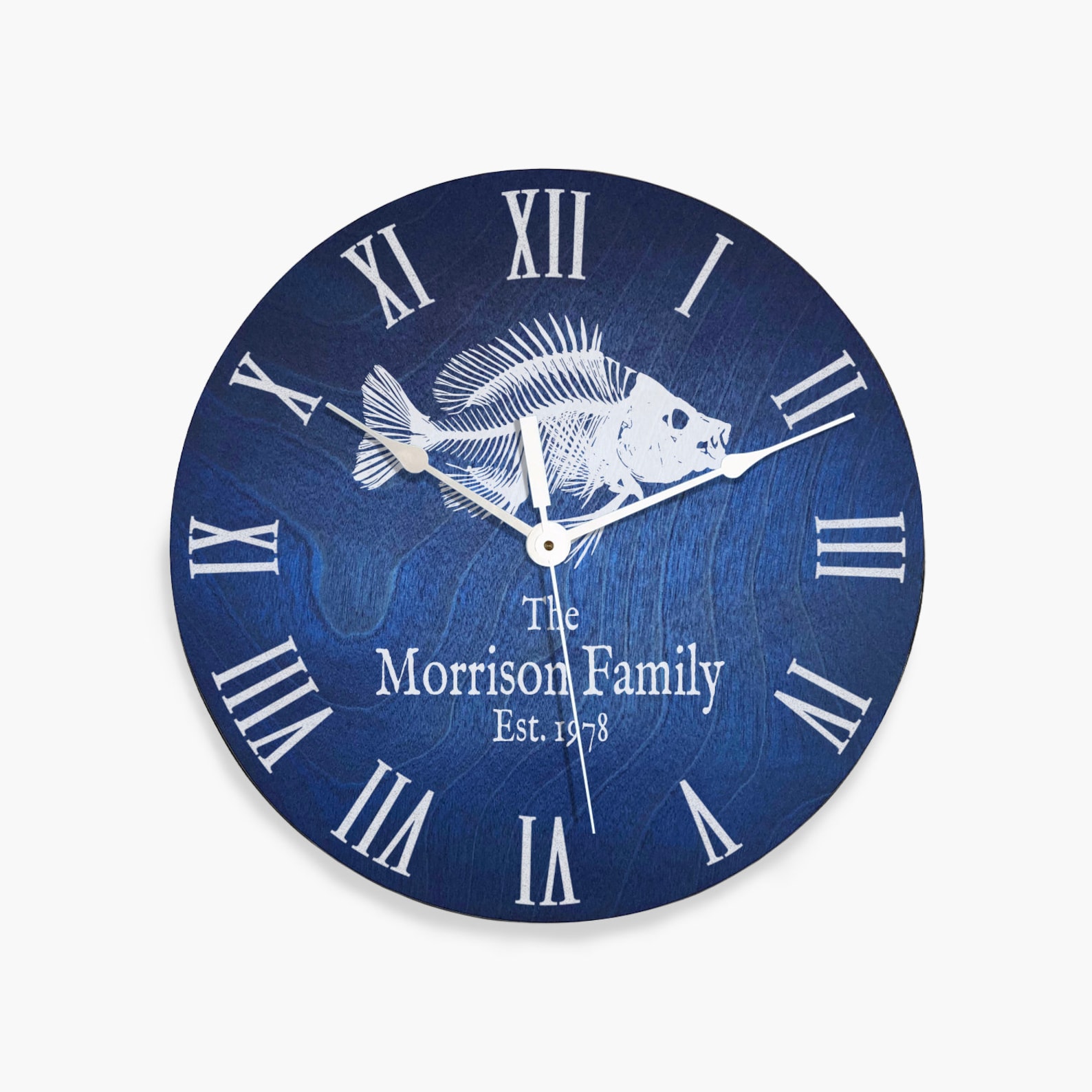 Fishing Wood Wall Clock Custom Fish Clock Laser Engraved Etsy