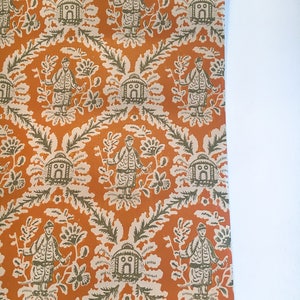 Motif Vintage Wallpaper Oriental Chinoiserie Orange Tan Olive image 3