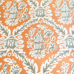 Motif Vintage Wallpaper Oriental Chinoiserie Orange Tan Olive image 5