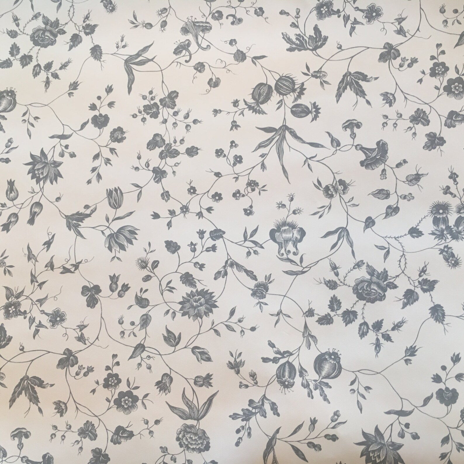 Motif Vintage Wallpaper Grey Toile Floral Vines - Etsy