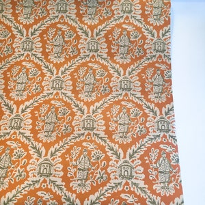 Motif Vintage Wallpaper Oriental Chinoiserie Orange Tan Olive image 2