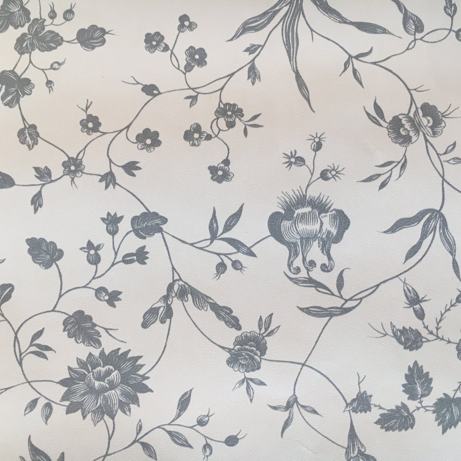Motif Vintage Wallpaper Grey Toile Floral Vines - Etsy