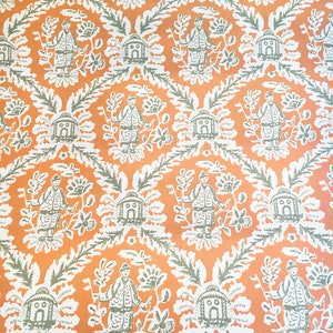 Motif Vintage Wallpaper Oriental Chinoiserie Orange Tan Olive image 1