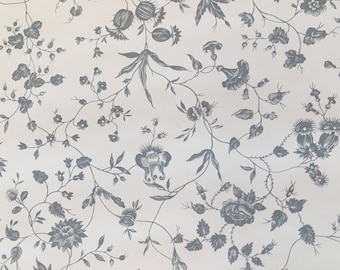 Motif Vintage Wallpaper Grey Toile Floral Vines