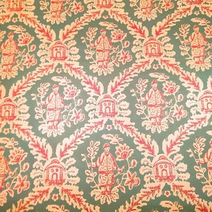 Motif Vintage Wallpaper Oreintal Chinese Chinoiserie Red Green