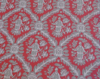 Vintage Wallpaper  Chinese Oriental Chinoiserie Lacquer Red