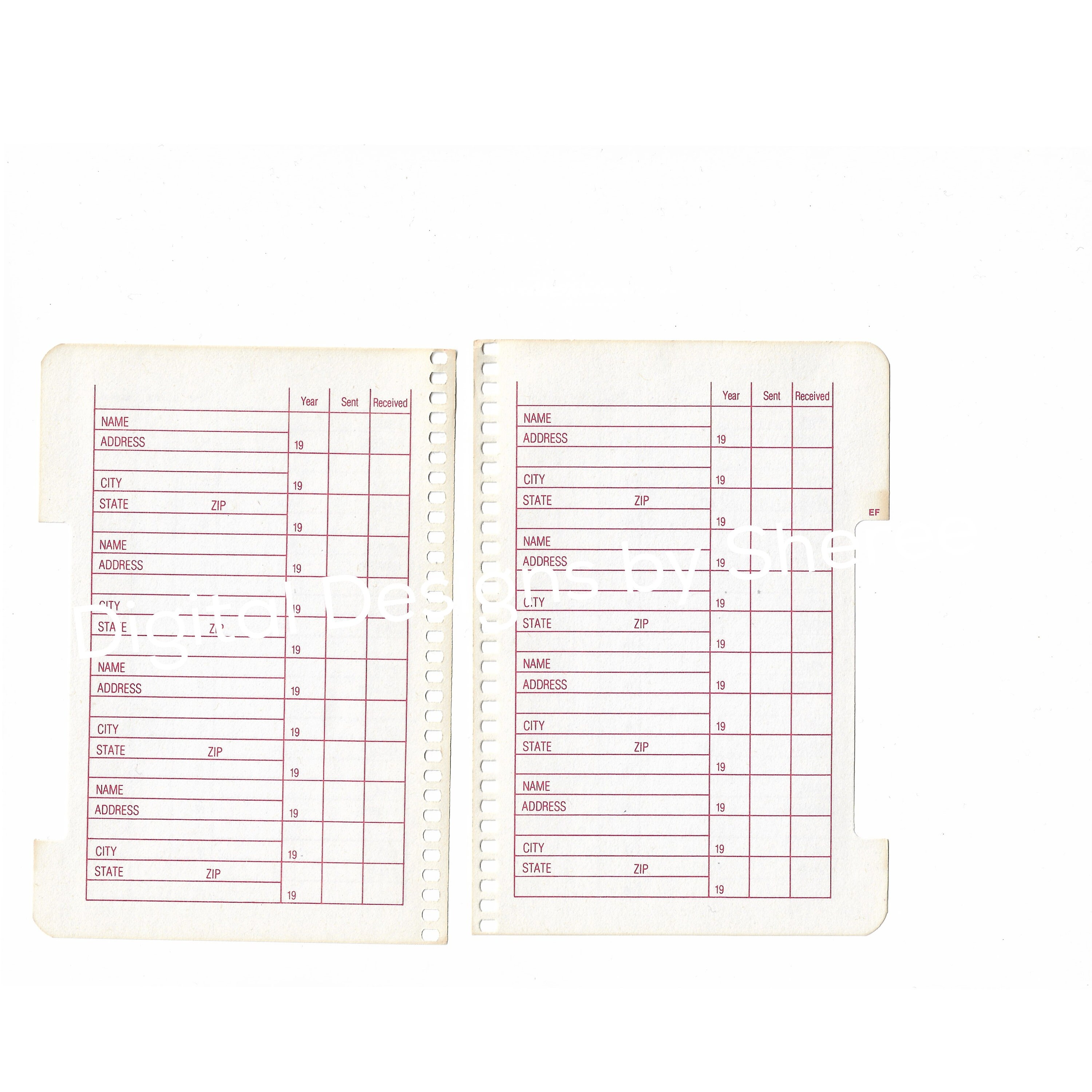 Digital Kit Vintage Christmas Card Register includes Cover | Etsy