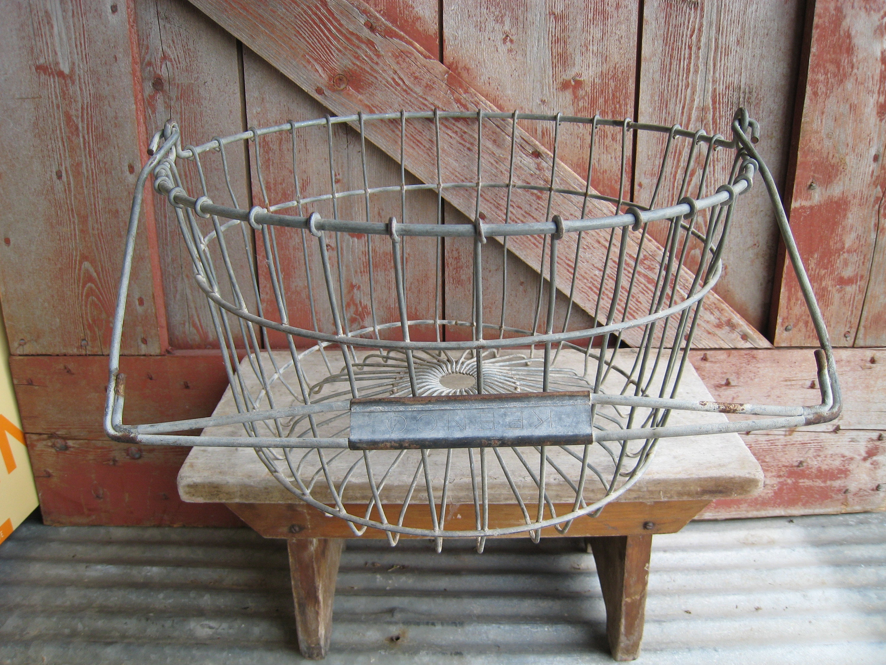 Rare Antique Wire Egg Gathering Basket Keen Co Galvanized Zinc Etsy