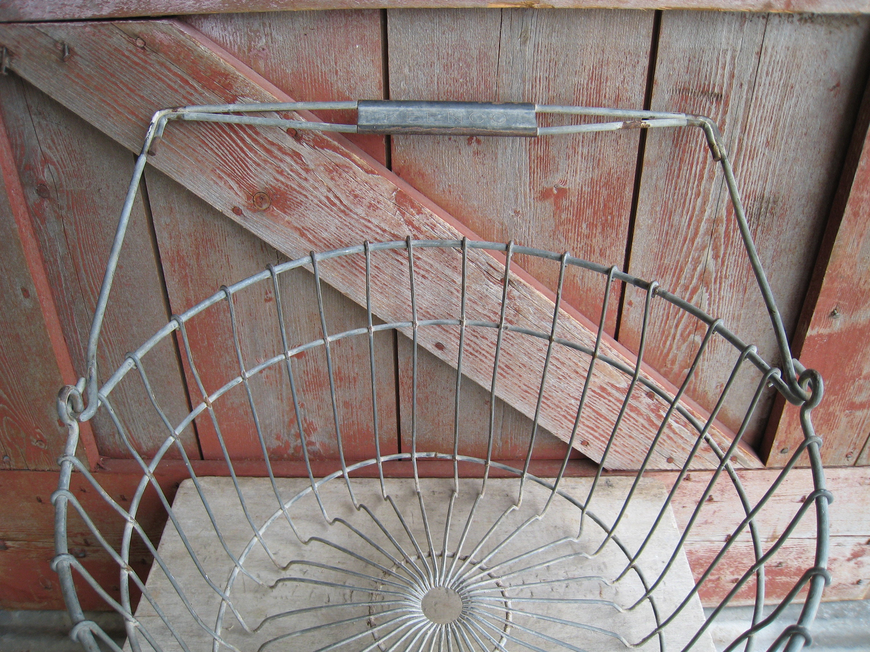 Rare Antique Wire Egg Gathering Basket Keen Co Galvanized Zinc Etsy