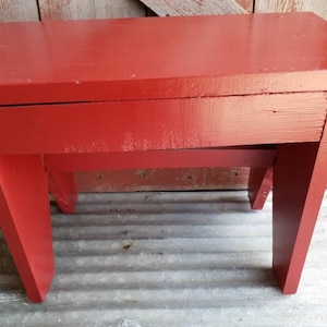 Vintage Small Red Solid Wood Bench Seat Step Stool Child&#39;s Kid&#39;s Bedroom Furniture Riser