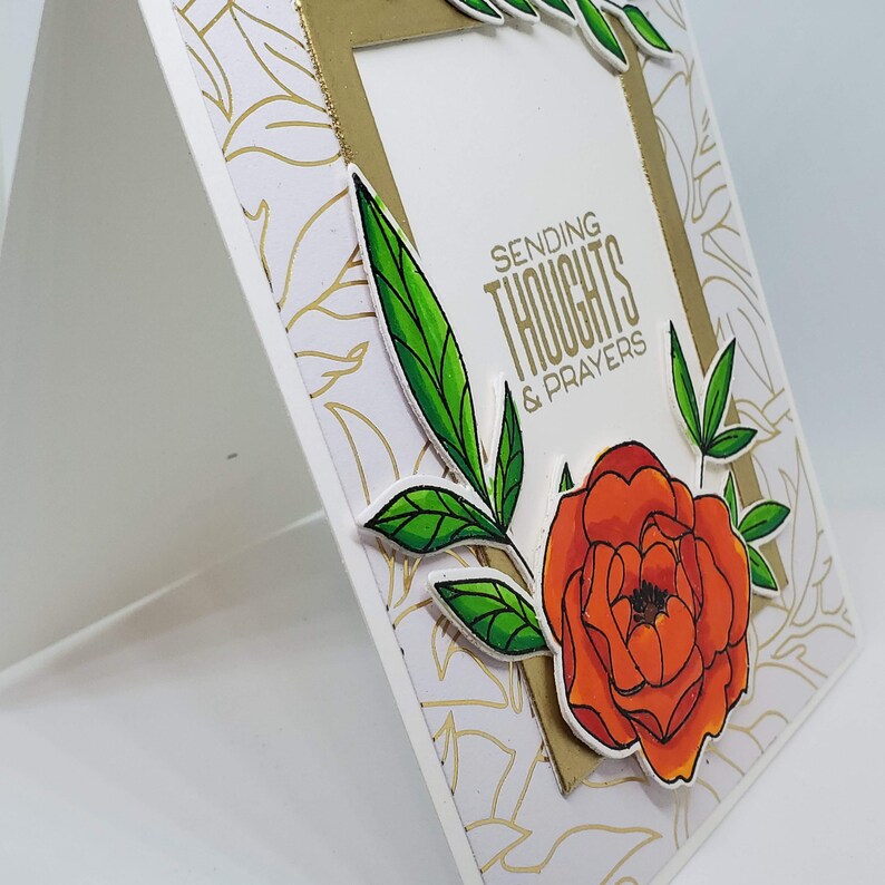 elegant floral sympathy card prayers card handmade sympathy card loss card sorry for your loss card Thoughts and prayers sympathy card