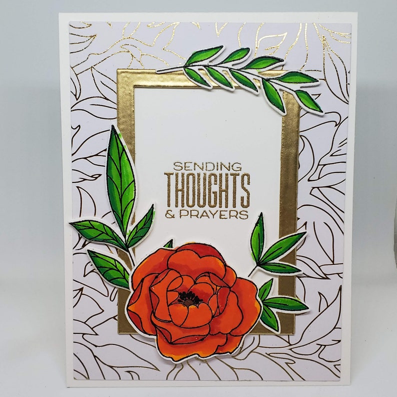 elegant floral sympathy card prayers card handmade sympathy card loss card sorry for your loss card Thoughts and prayers sympathy card