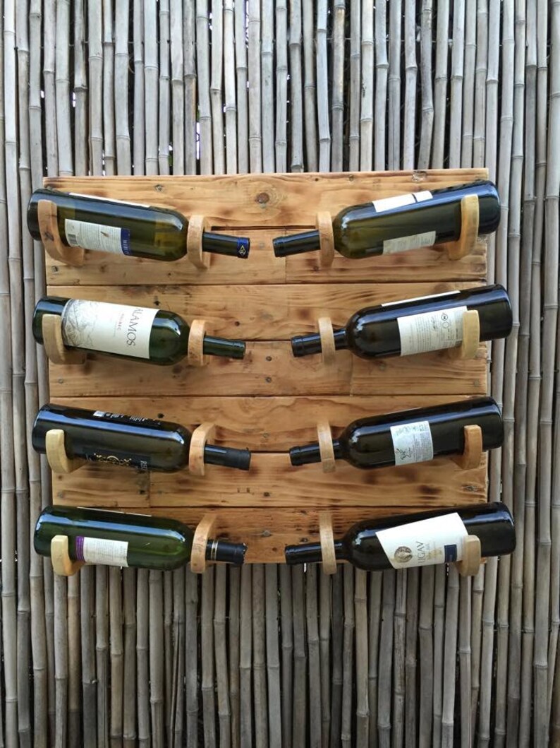 Wooden Wine Rack Unique Rustic Pallet Wooden 8 Bottle Wine Etsy