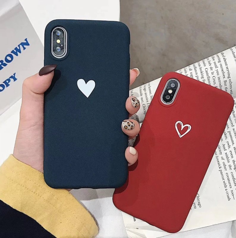 Heart Matte Silicone Couple Matching iPhone Case Phone Case 6 6s 7 8 X