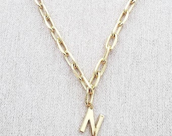 Custom Gold Letter Necklace: Paperclip Chain, Personalized Jewelry