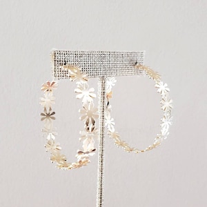 Daisy Flower Hoop Earrings: Stainless Steel Floral Hoops