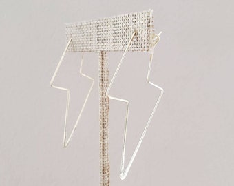 Gold Lightning Hoop Earrings Gold Trendy Bolt Thunder