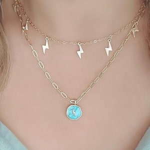 Lightning Necklace Dainty Bolt Silver Plated Chain Choker Girls Gifts Jewelry