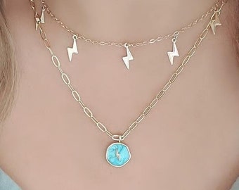 Lightning Necklace Dainty Bolt Silver Plated Chain Choker Girls Gifts Jewelry