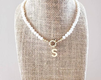 Freshwater Pearl Gold Letter Customization Necklace Plated Pendant