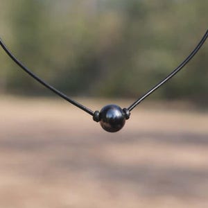 Black Pearl Leather Necklace Choker Knotted Handmade Vsco Girl