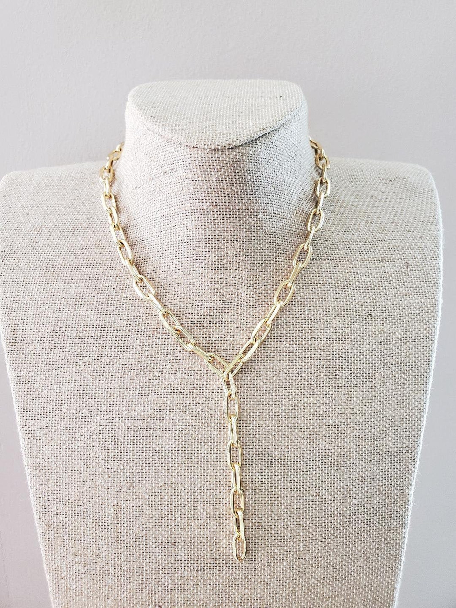 Paperclip Chain Lariat Necklace Paper Clip Silver Gift for Her - Etsy