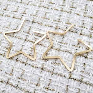 Star Shape Gold Wire Hoop Earrings Hoops Trendy Stainless Steel