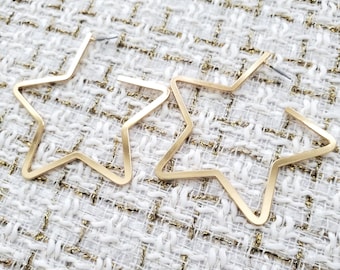 Star Shape Gold Wire Hoop Earrings Hoops Trendy Stainless Steel