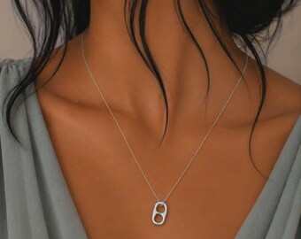 Soda Tab Charm Necklace: Gold or Silver Plated Chain