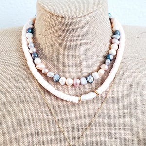 Pastel Pearl Necklace Colorful Multi Colors White Peacock Peach Pink