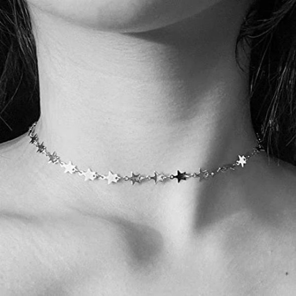 Dainty Silver Star Choker Necklace Sarah Cameron