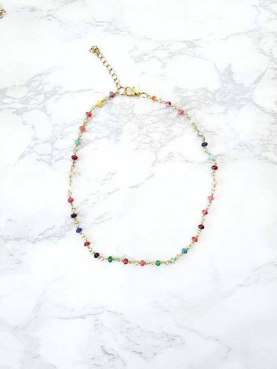 Colorful Gold Beaded Necklace Colorful Gold Beaded Necklace