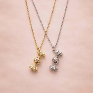 Sweet Candy Charm Wrapper Sweets Necklace Chain Gold Silver Candies