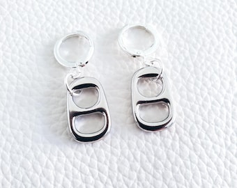Pop Tab Earrings Soda Can Charm Opener Dangling Unisex Jewelry