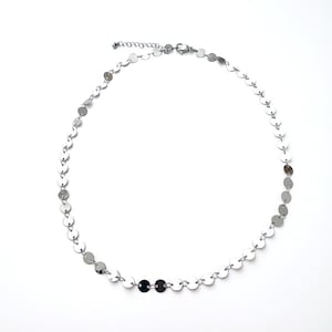 Silver Disc Chain Choker: Handmade Single Layer Necklace