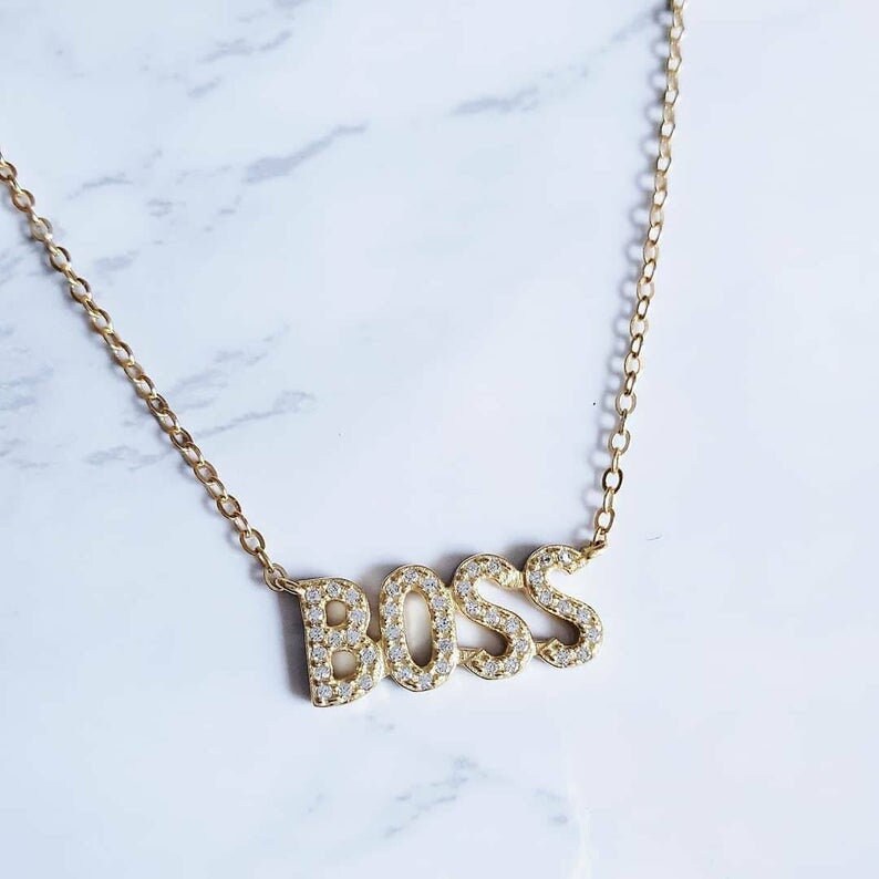 GIRL BOSS Necklace Sterling Silver Chain Vermeil Gold Filled Etsy